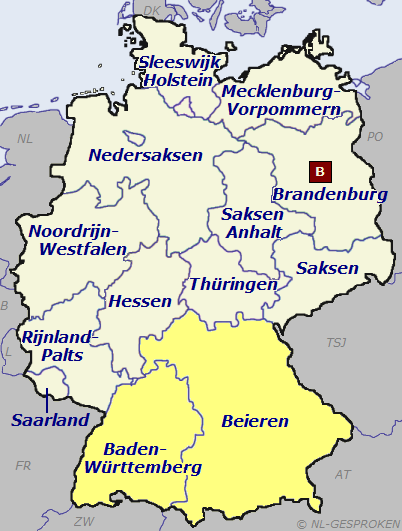 Kaart Duitsland-Zuid